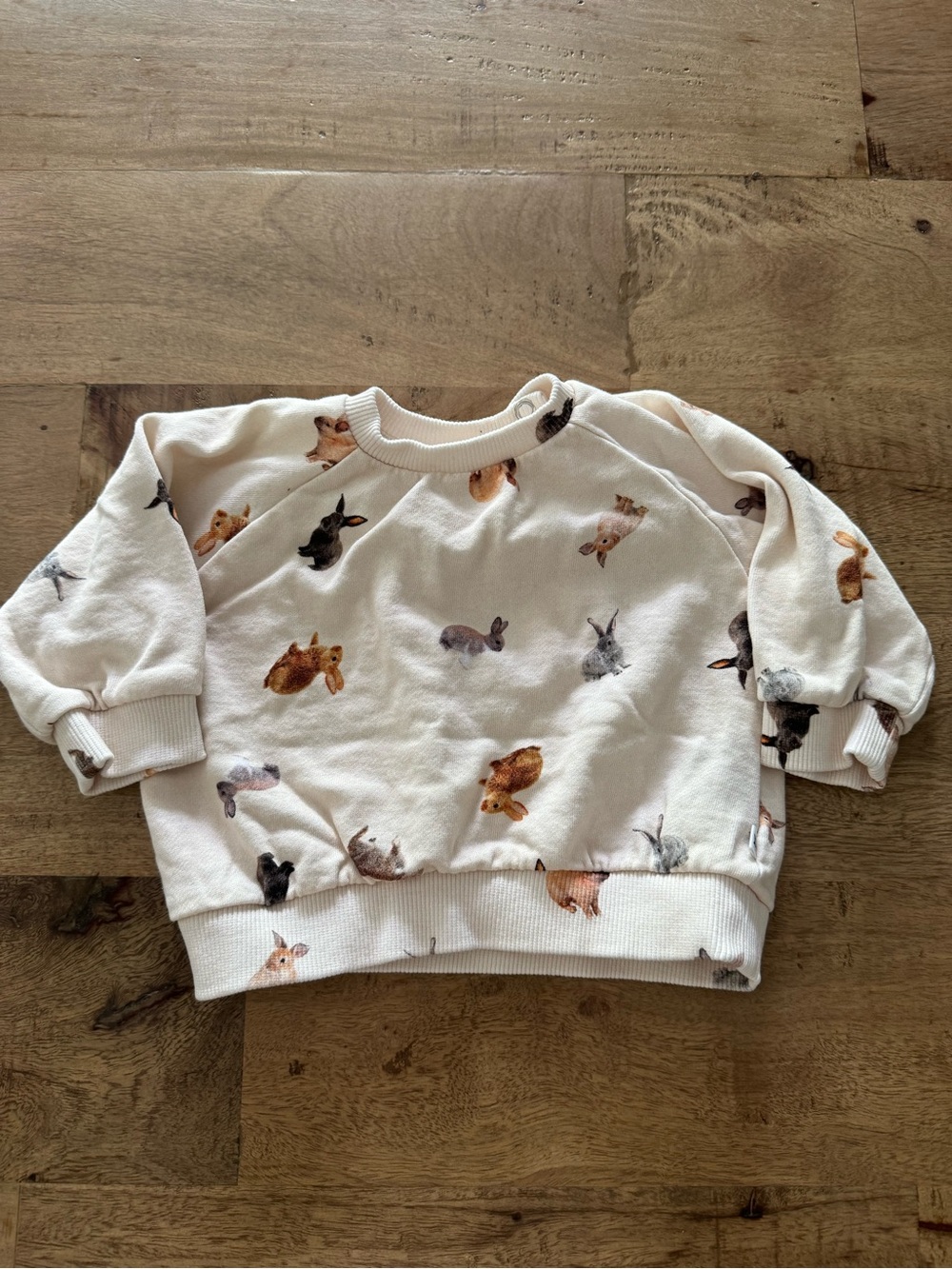 Molo clothing Cream Baby Sweatshirt with Bunny Print sz